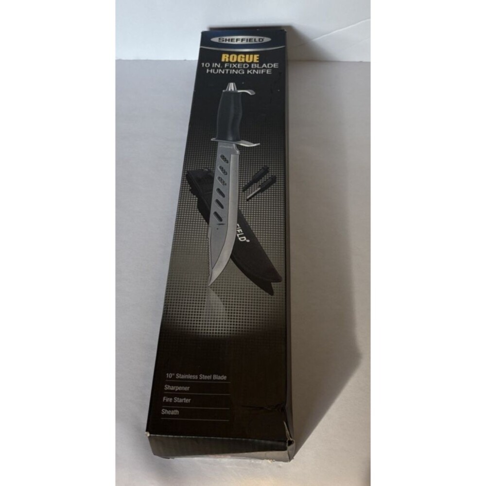 Sheffield Rogue 10 Inch Fixed Blade Hunting Knife Stainless Blade & Sheath